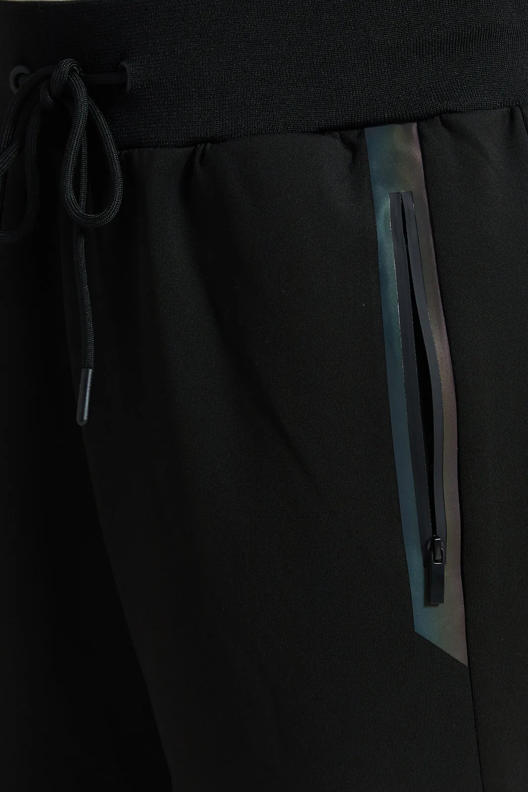 Men Black Soft Touch Zip Pocket Active Pants