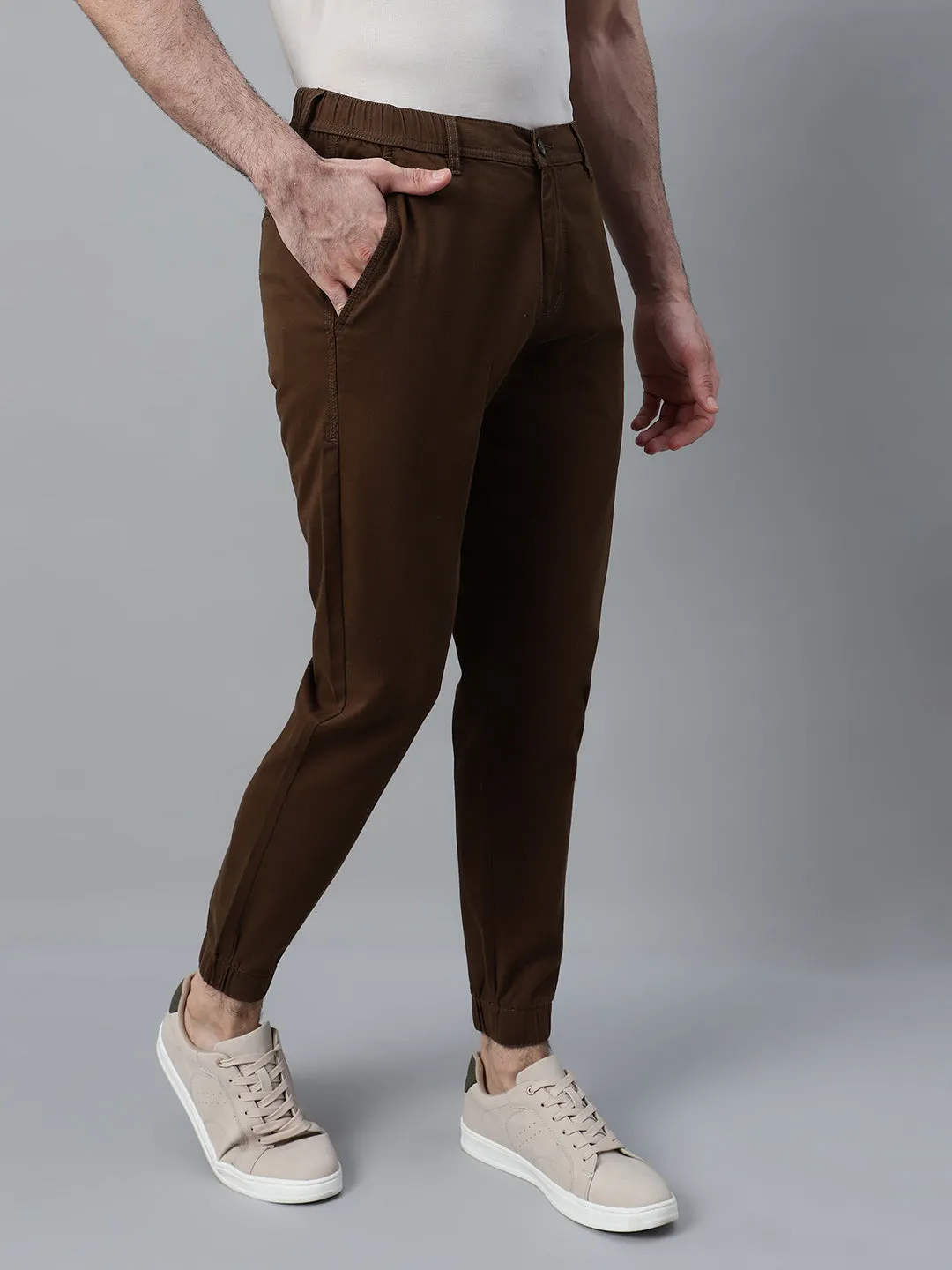 Men's Brown Solid Casual Jogger