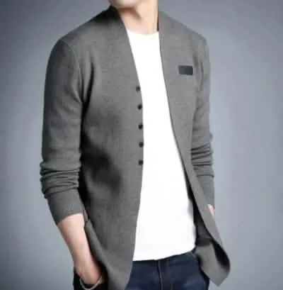 Men's Chic Slim Fit Cardigan with Decorative Button Accents