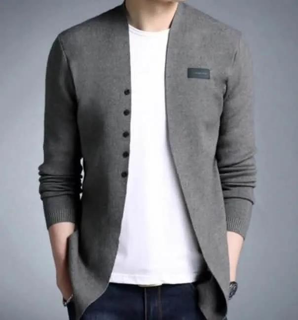 Men's Chic Slim Fit Cardigan with Decorative Button Accents