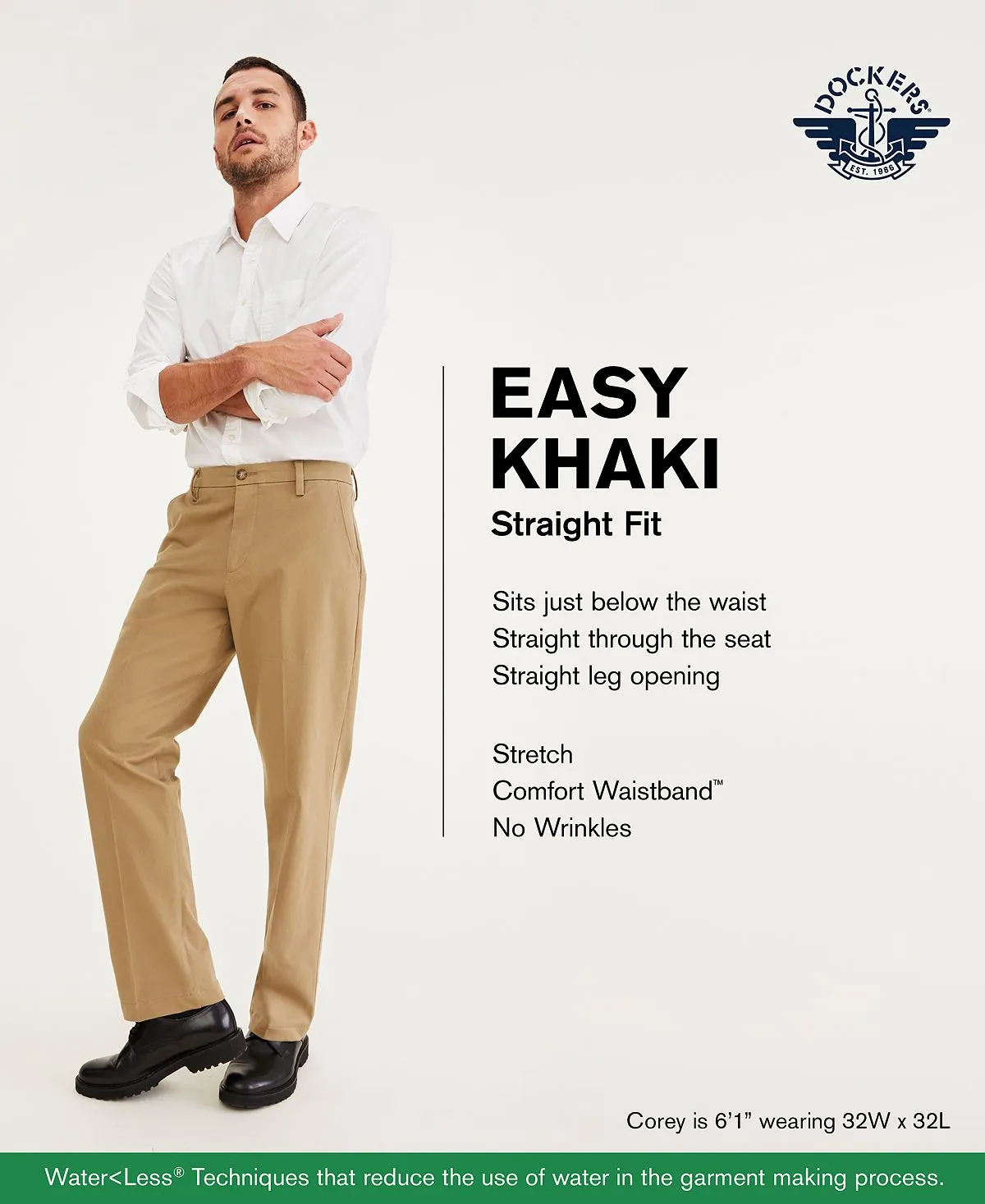 Men's easy straight fit Dockers khaki stretch pants