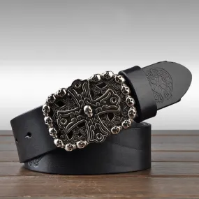 Men's Gothic Skull Plate Buckle Leather Belt