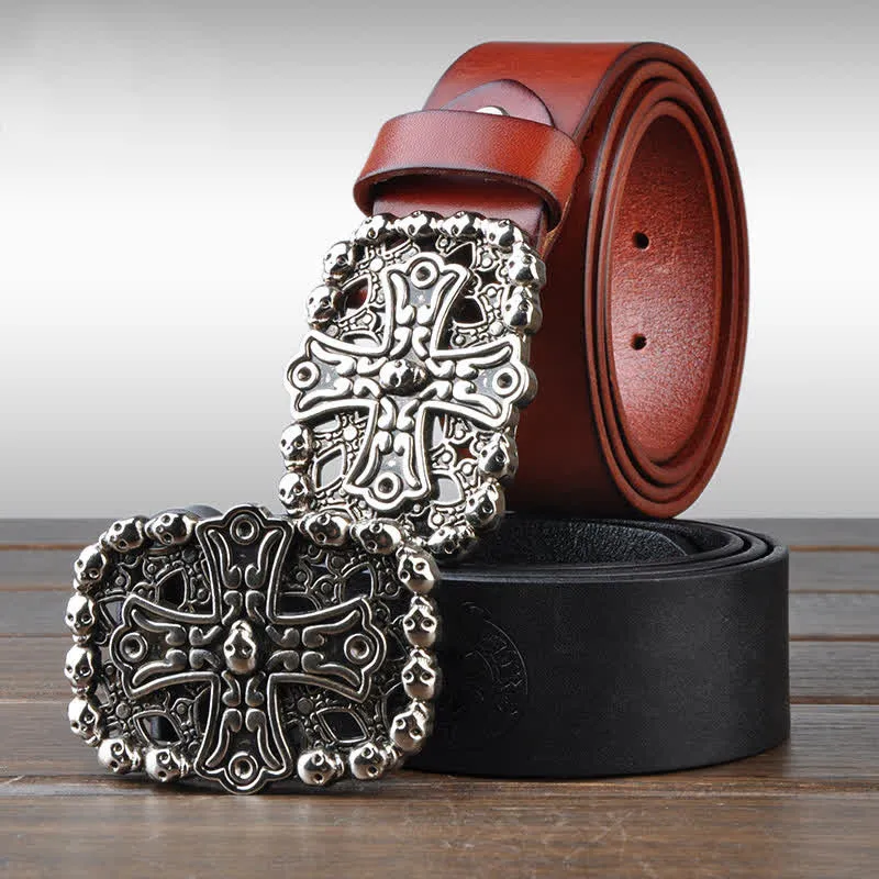 Men's Gothic Skull Plate Buckle Leather Belt