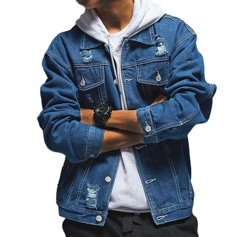 Men's Ripped Denim Jacket 58886823L