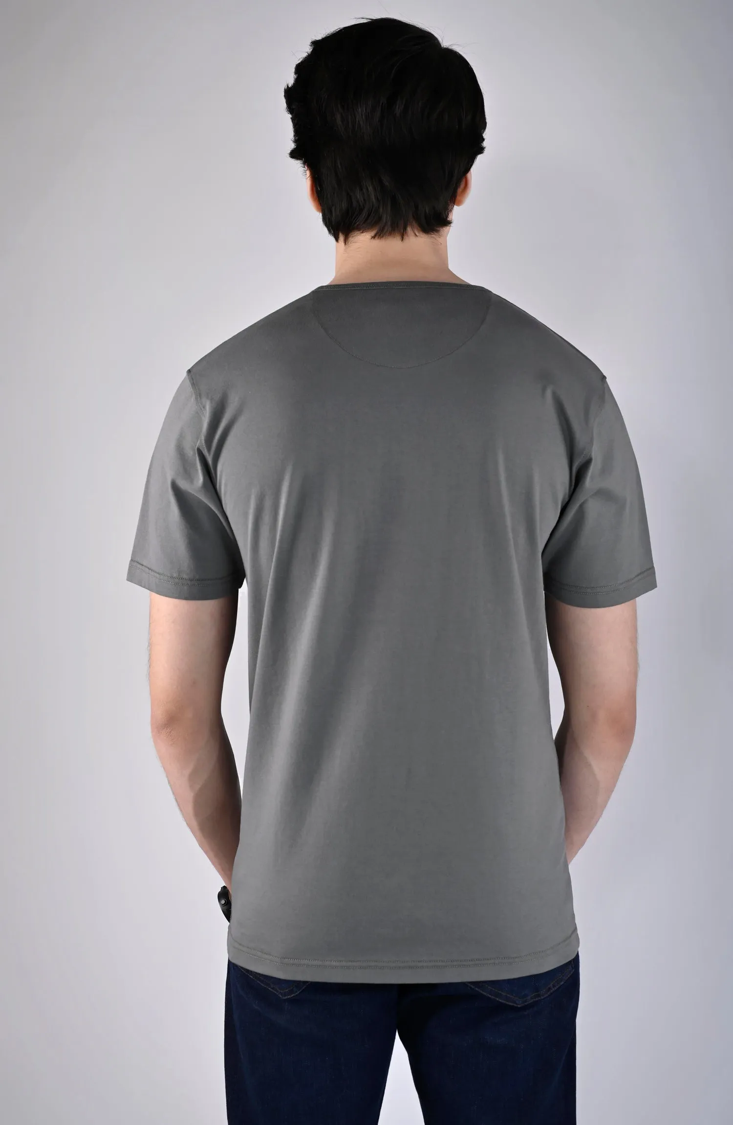 Military Grey Three Button Logo T-Shirt