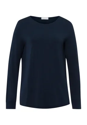 Natural Elegance Relaxed Round Neck Top | Deep Navy 74948-1610