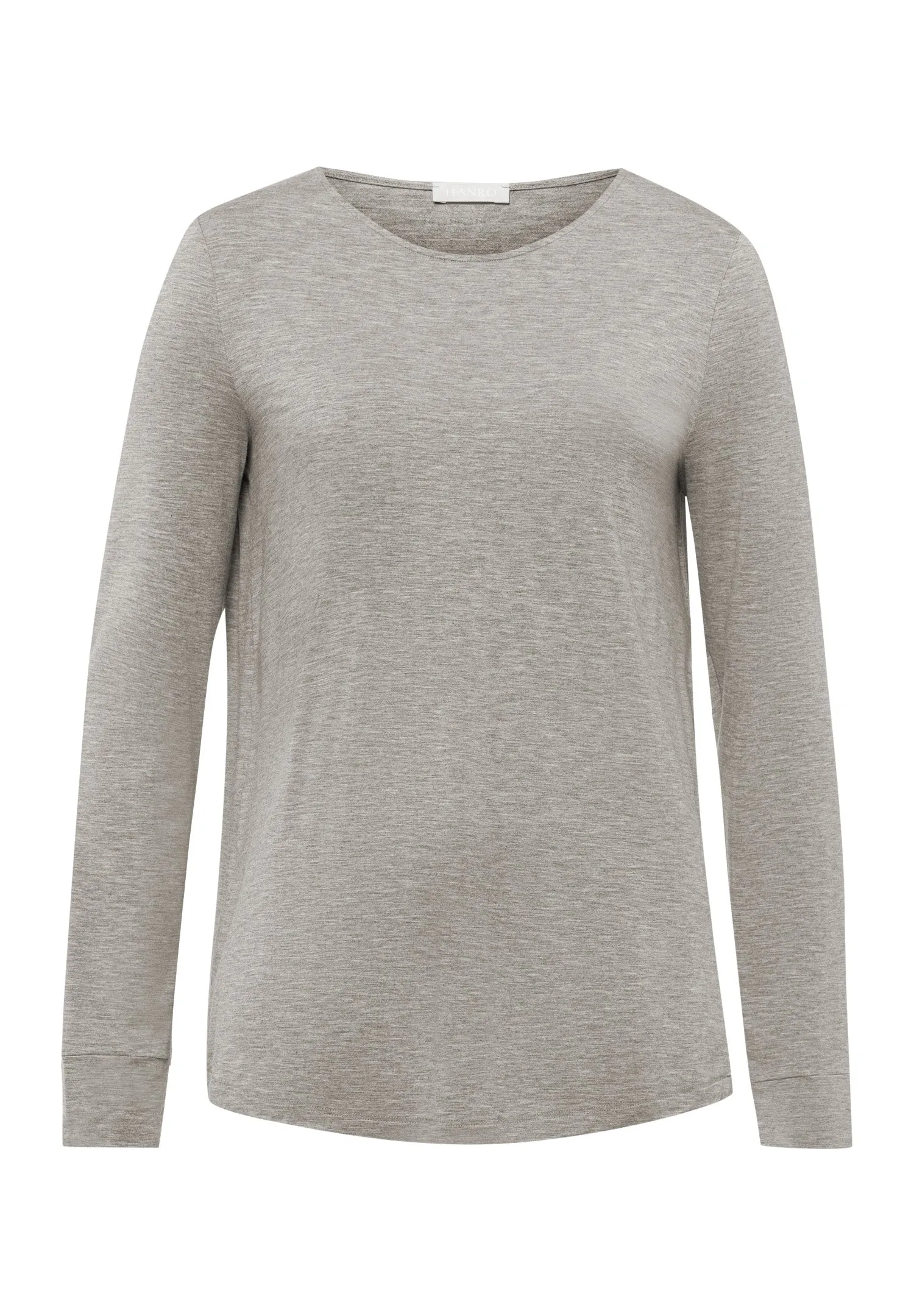 Natural Elegance Relaxed Round Neck Top | Grey Melange 74948-958