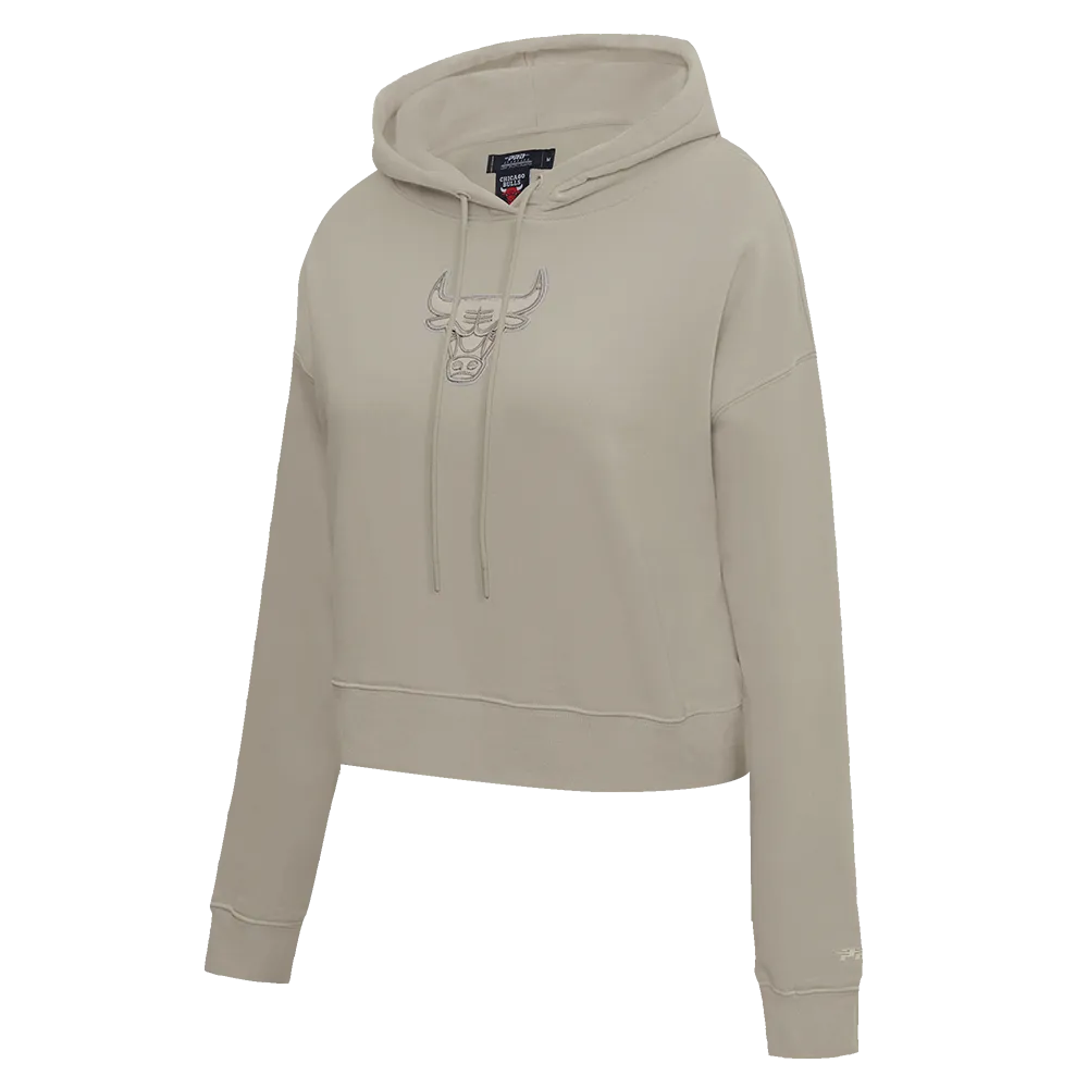 NBA CHICAGO BULLS NEUTRAL WOMEN'S CROPPED PO HOODIE (TAUPE)