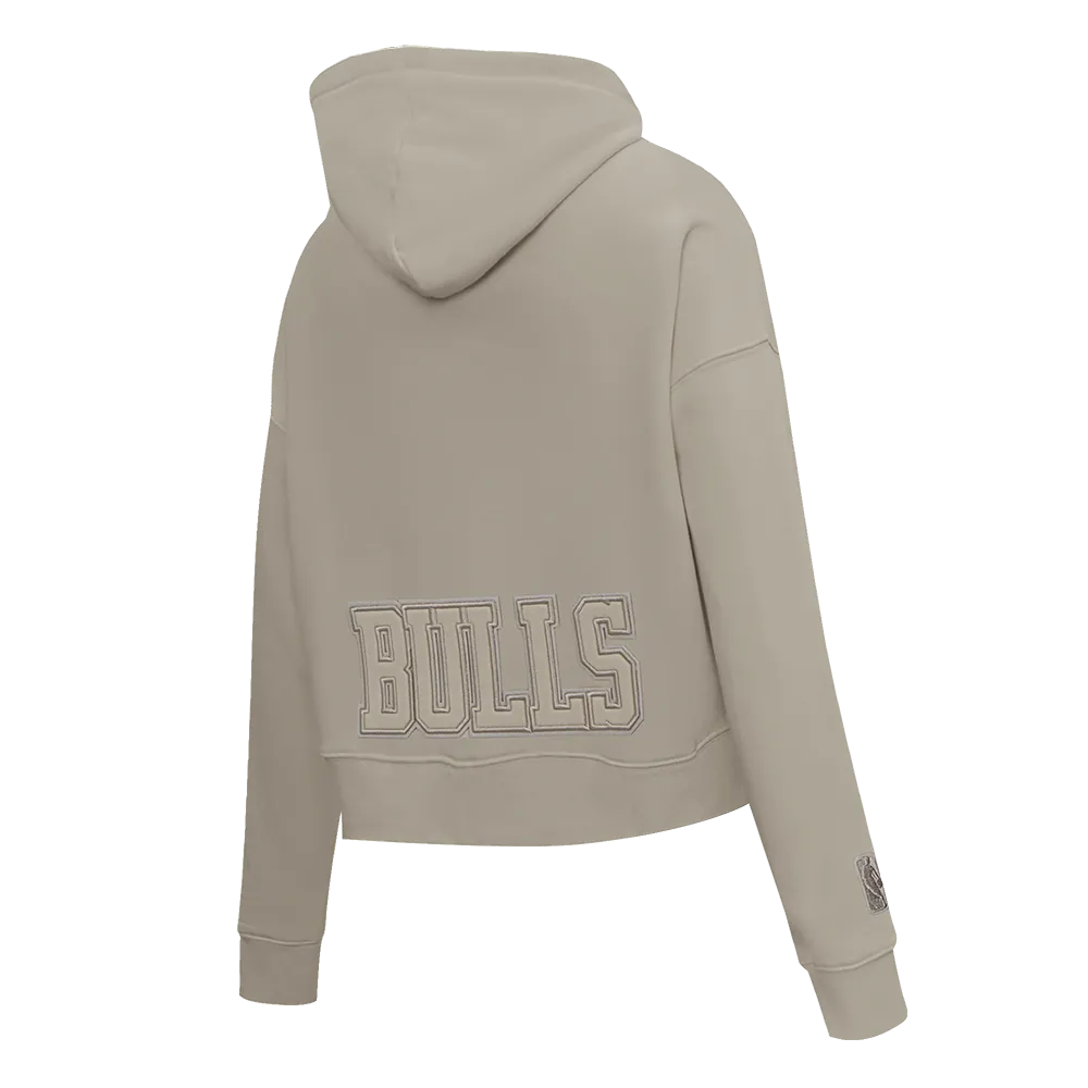 NBA CHICAGO BULLS NEUTRAL WOMEN'S CROPPED PO HOODIE (TAUPE)