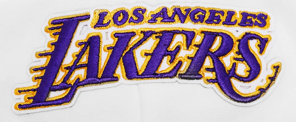 NBA LOS ANGELES LAKERS SCRIPT TAIL WOMEN'S RIB FLC CROPPED PO HOODIE (WHITE/BLACK)