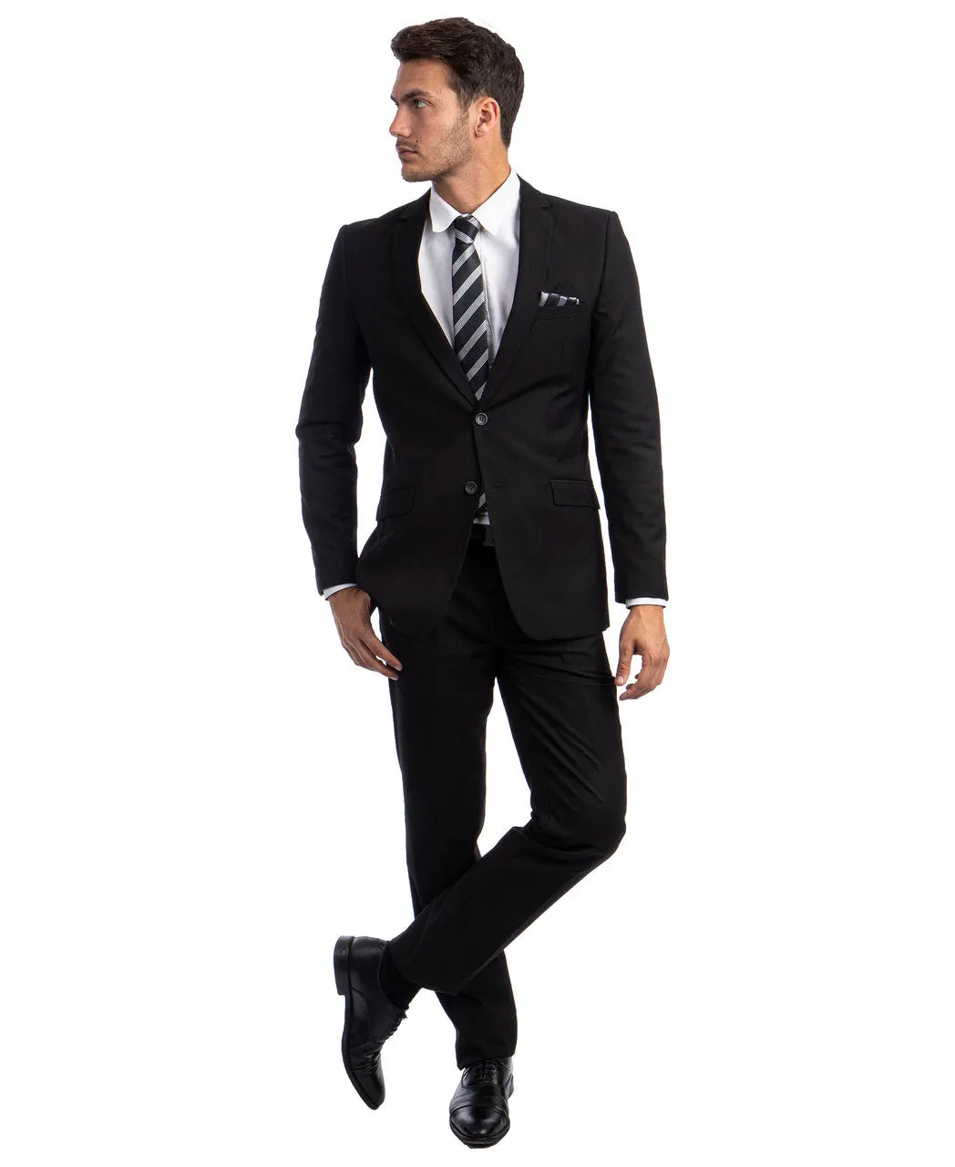 New Azzuro Black 2 Piece Slim Fit  Suit