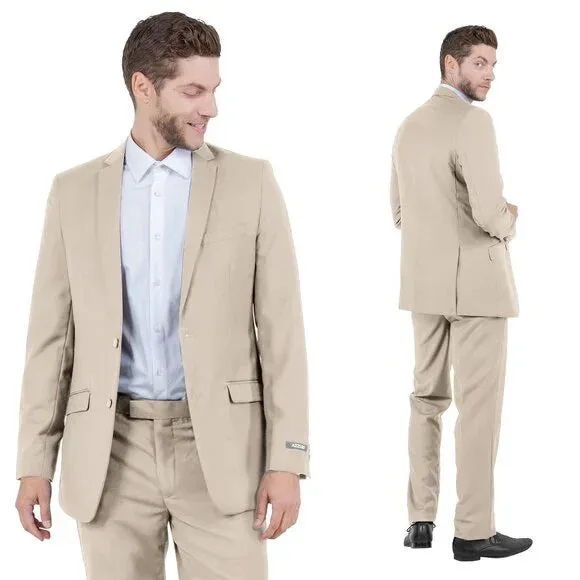 New Azzuro Tan 2 Piece Slim Fit Suit