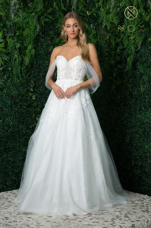 NOX ANABEL JE946 Applique Off Shoulder Bridal Ball Gown