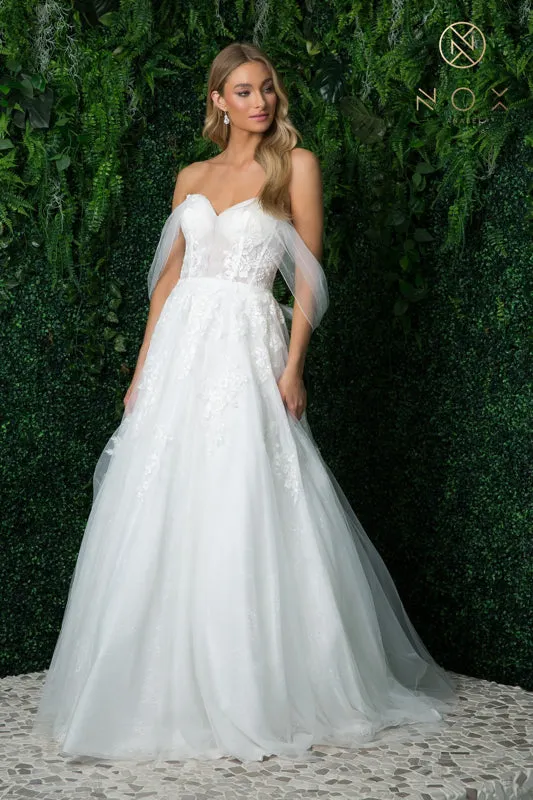 NOX ANABEL JE946 Applique Off Shoulder Bridal Ball Gown