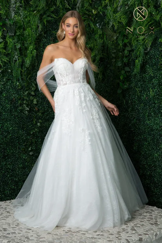 NOX ANABEL JE946 Applique Off Shoulder Bridal Ball Gown