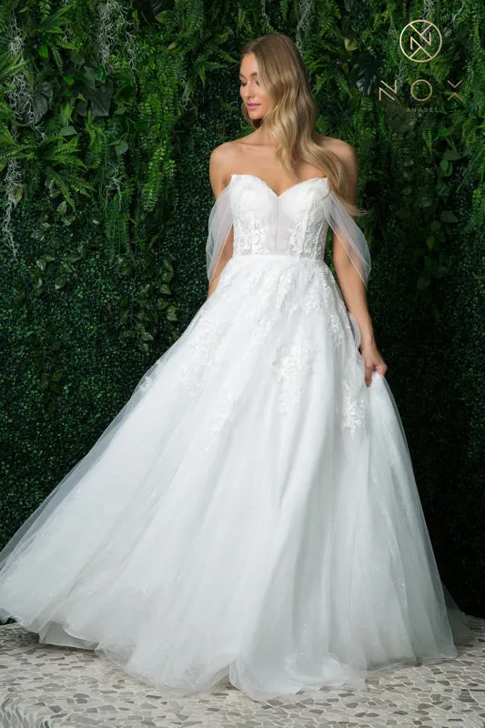 NOX ANABEL JE946 Applique Off Shoulder Bridal Ball Gown