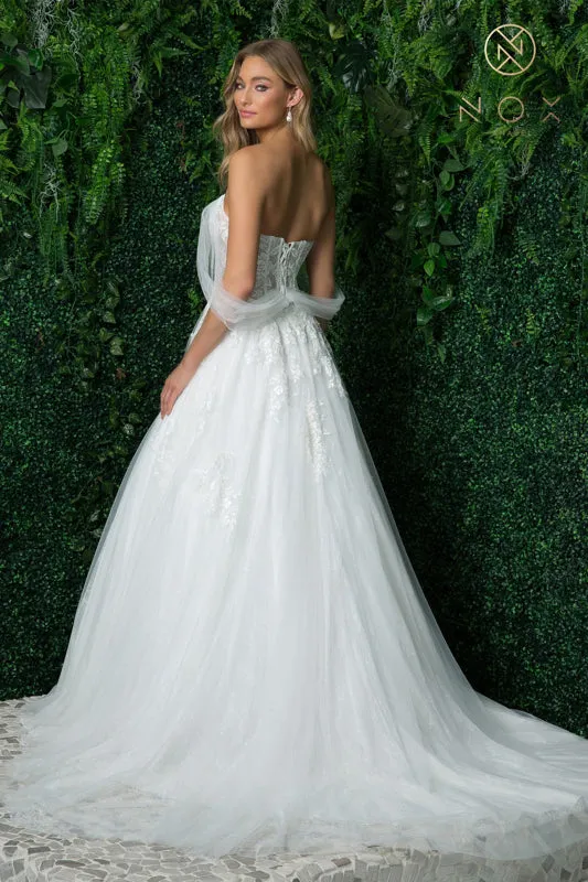 NOX ANABEL JE946 Applique Off Shoulder Bridal Ball Gown