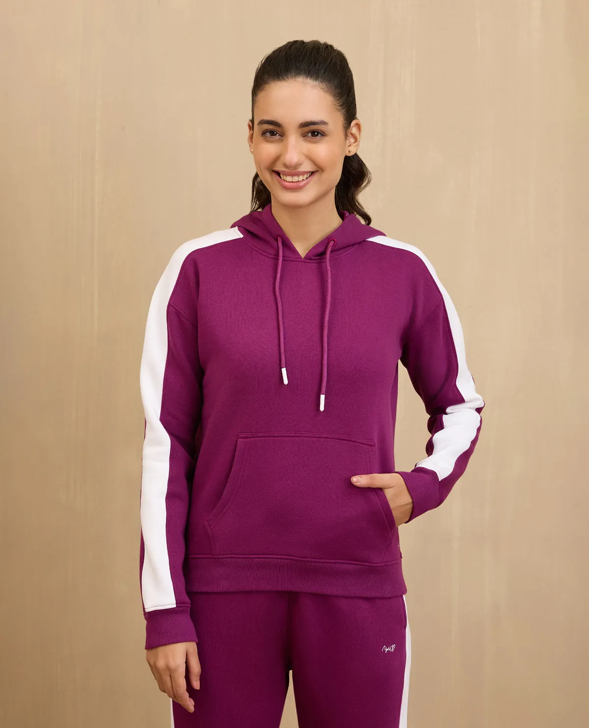 NYKD By Nykaa Cozy Fleece Hoodie Sweatshirt -NYLE702-Magenta