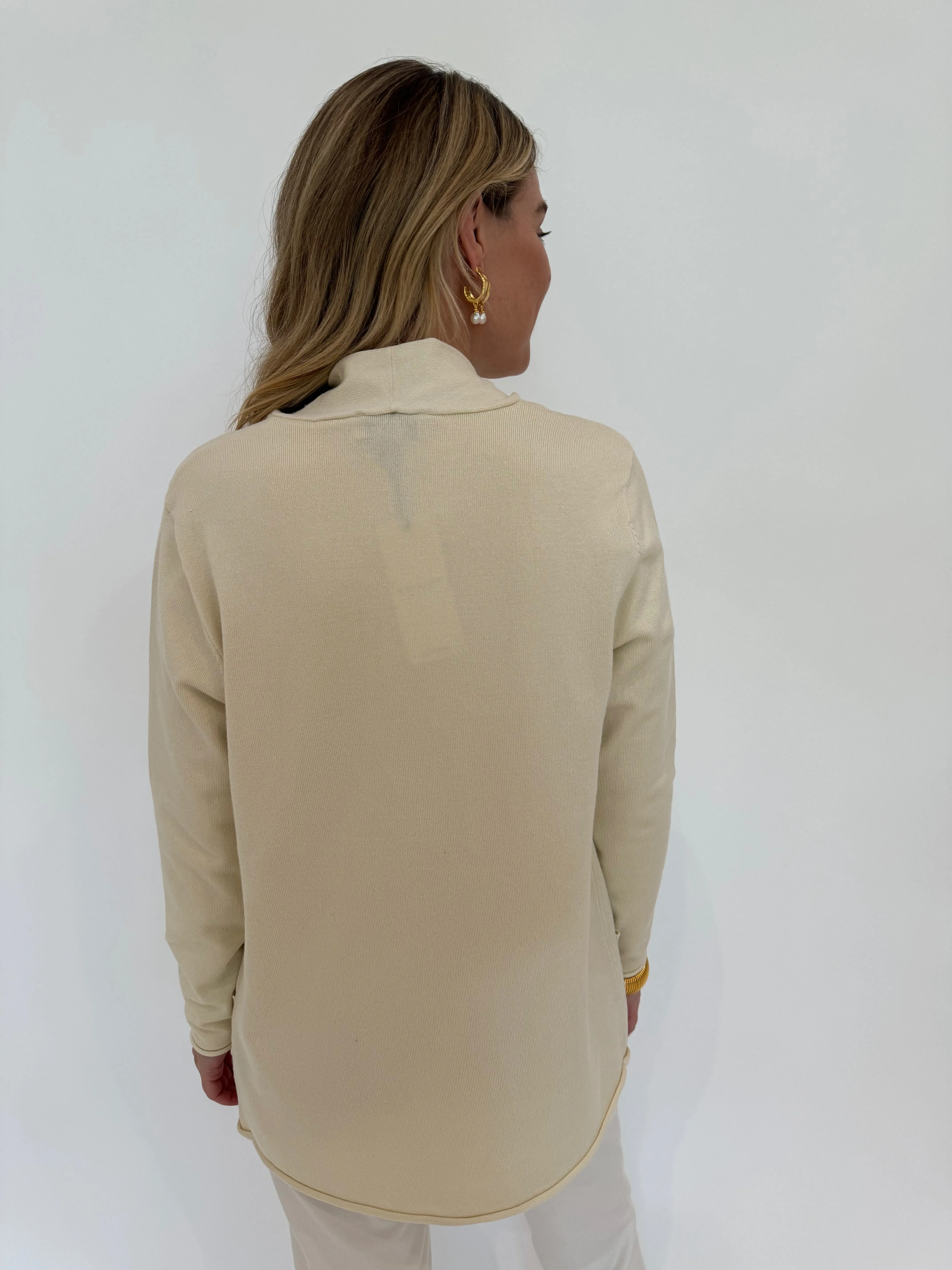 Olivia Long Open Cardigan - Ivory