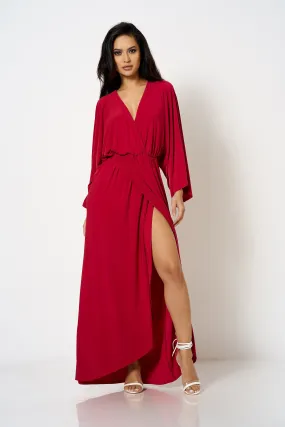 Pink Kimono Wrap Maxi Dress