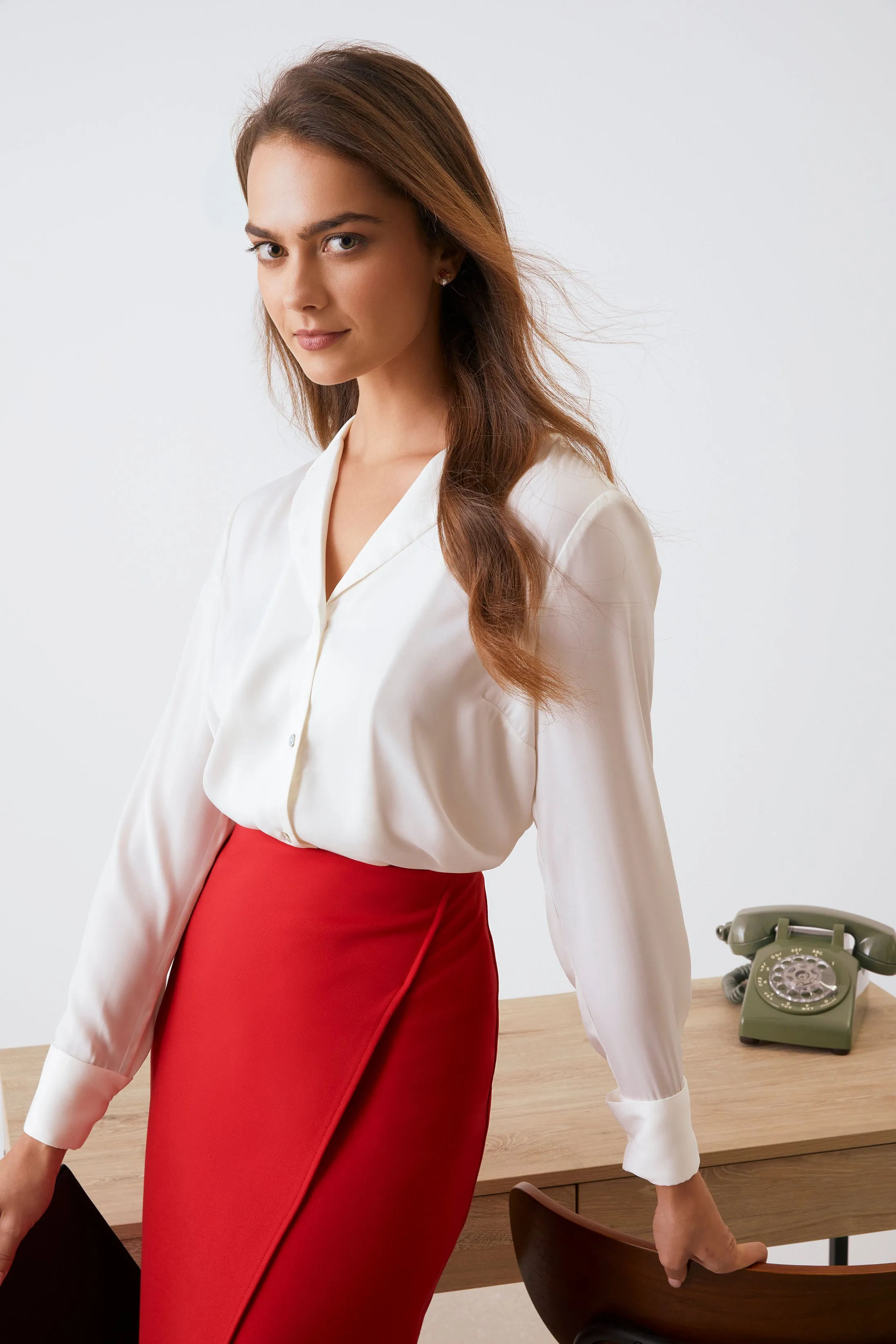 Plus Size Notch Collar Blouse