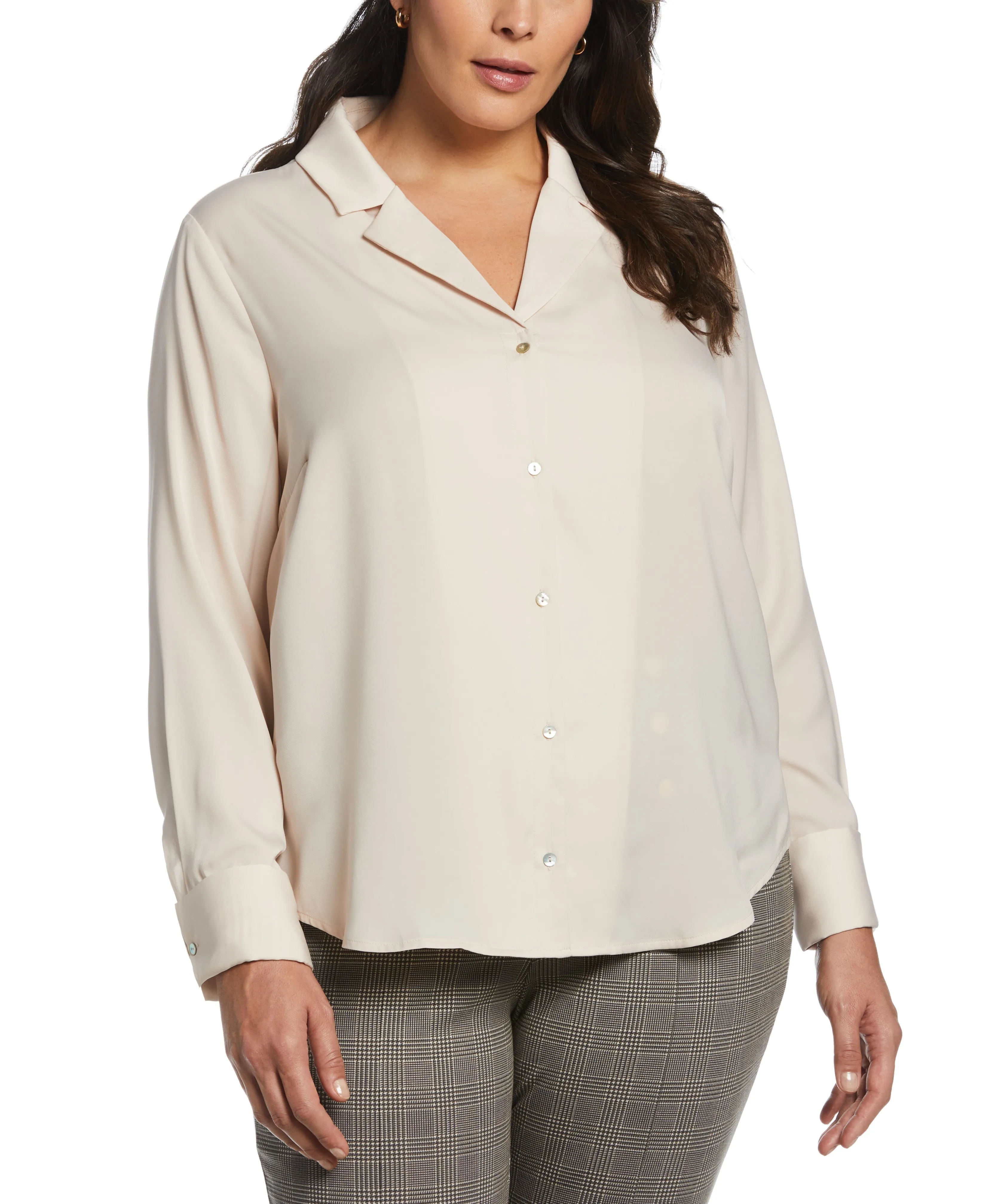 Plus Size Notch Collar Blouse