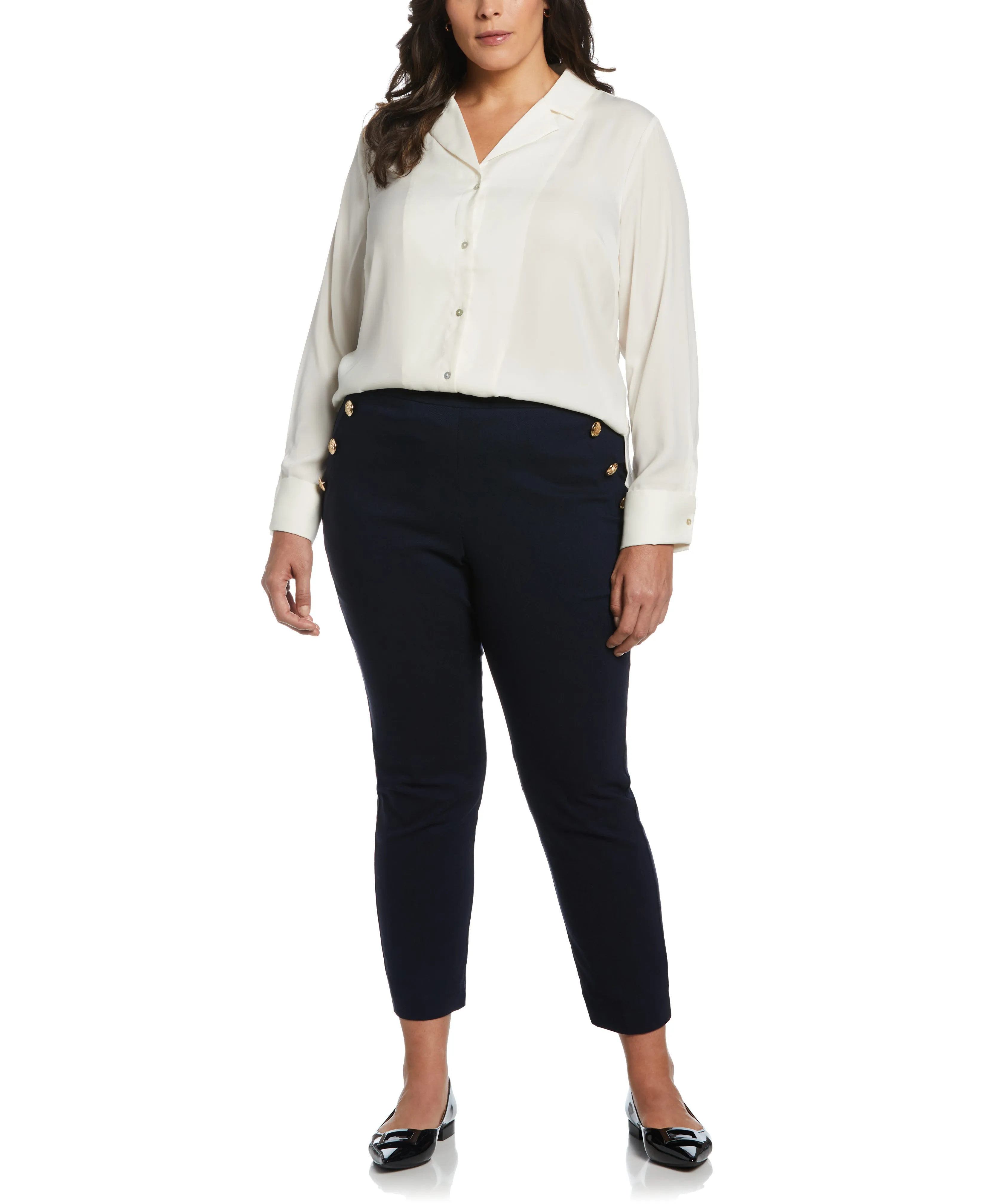 Plus Size Notch Collar Blouse