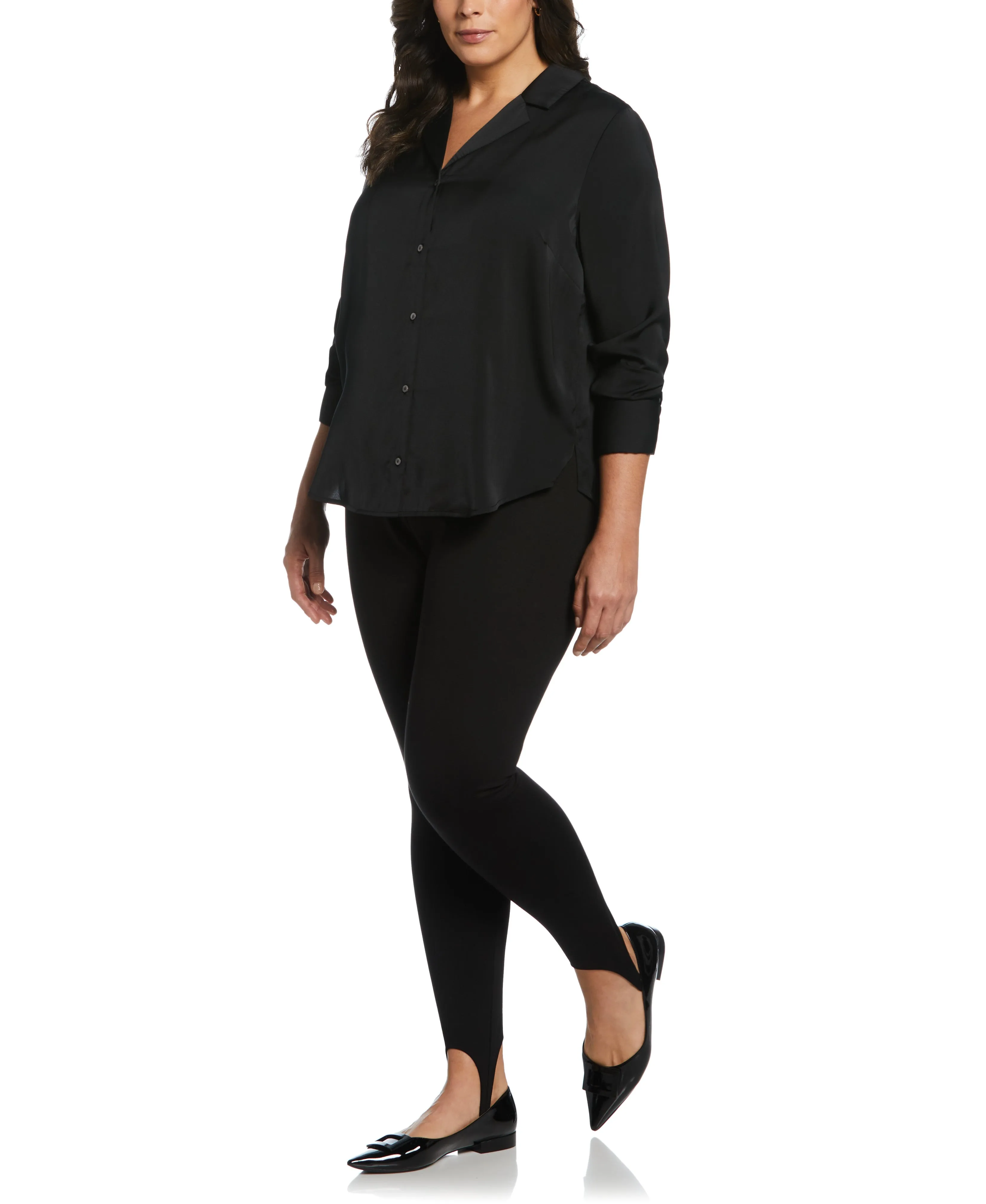 Plus Size Notch Collar Blouse