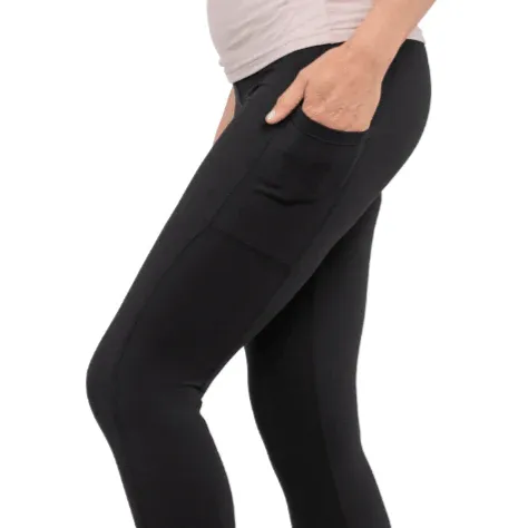 Polyanna Pocket Capri Thermals Black Womens Plus Sizes 16-26