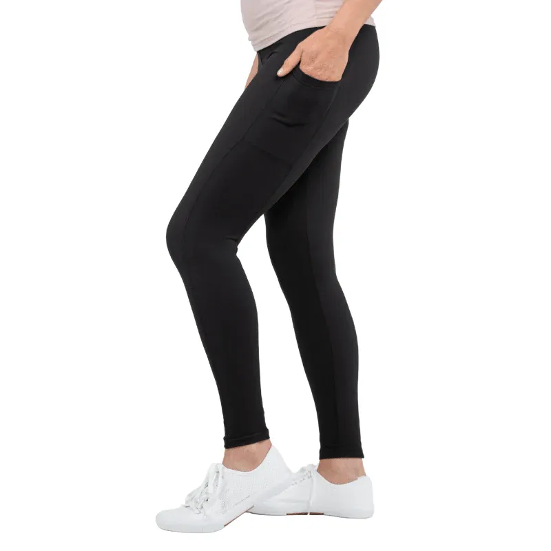 Polyanna Pocket Womens Plus Size Thermal Leggings Black sizes 16-30