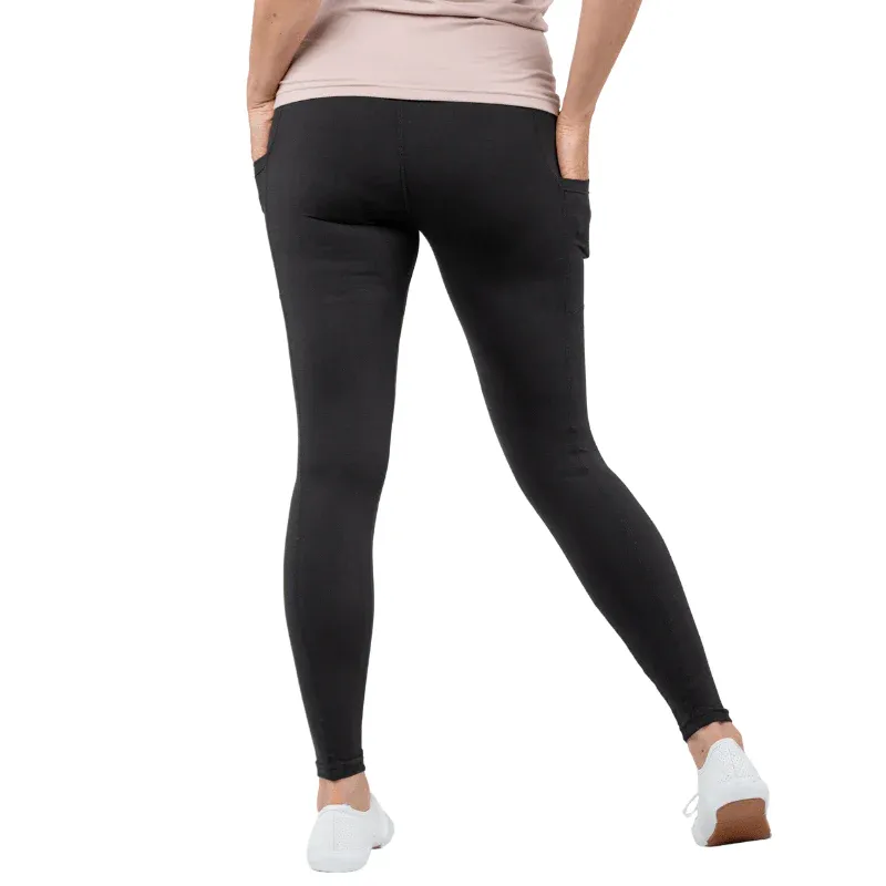 Polyanna Pocket Womens Plus Size Thermal Leggings Black sizes 16-30