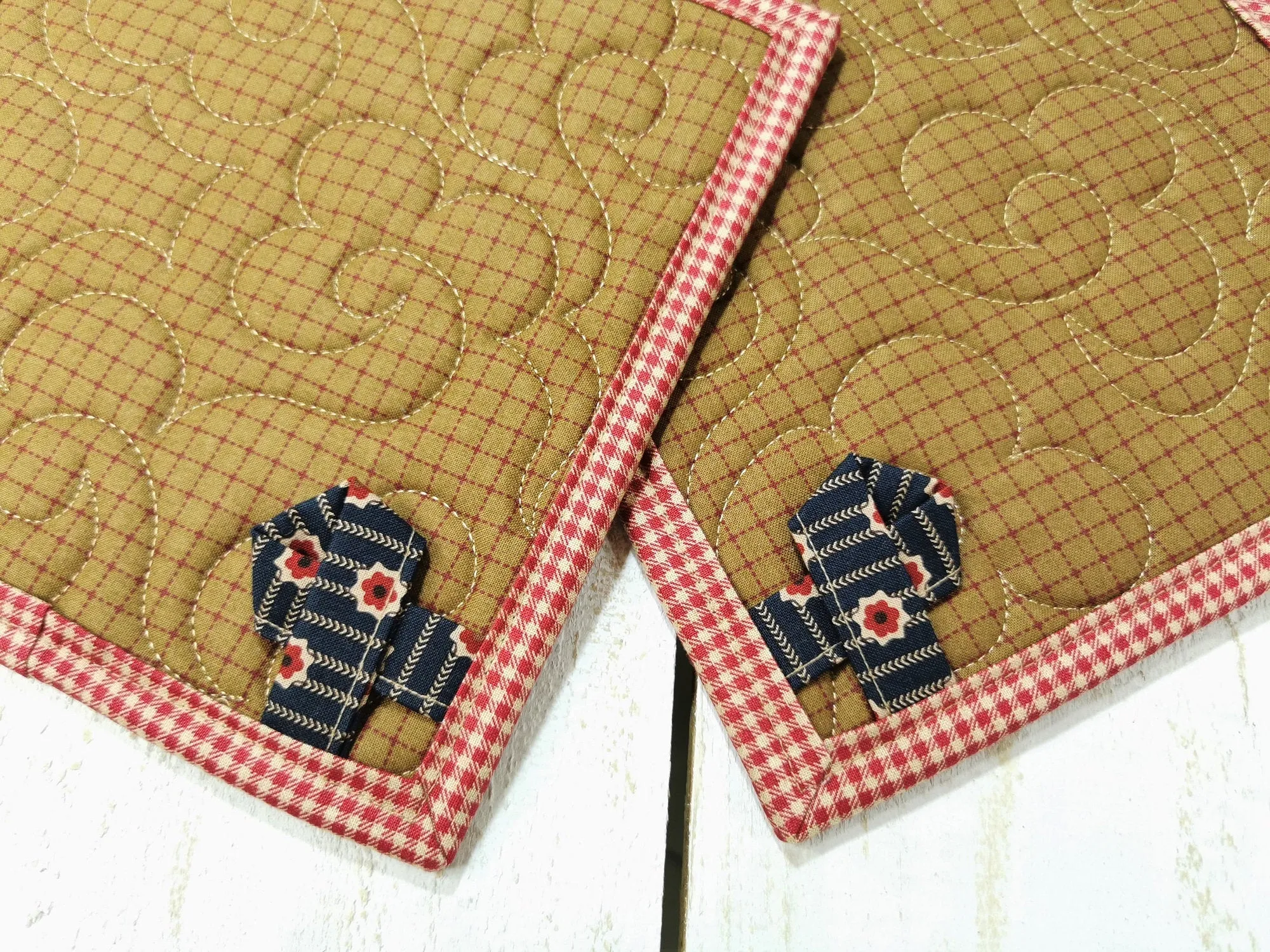 Quilted Patchwork Potholders, set of two