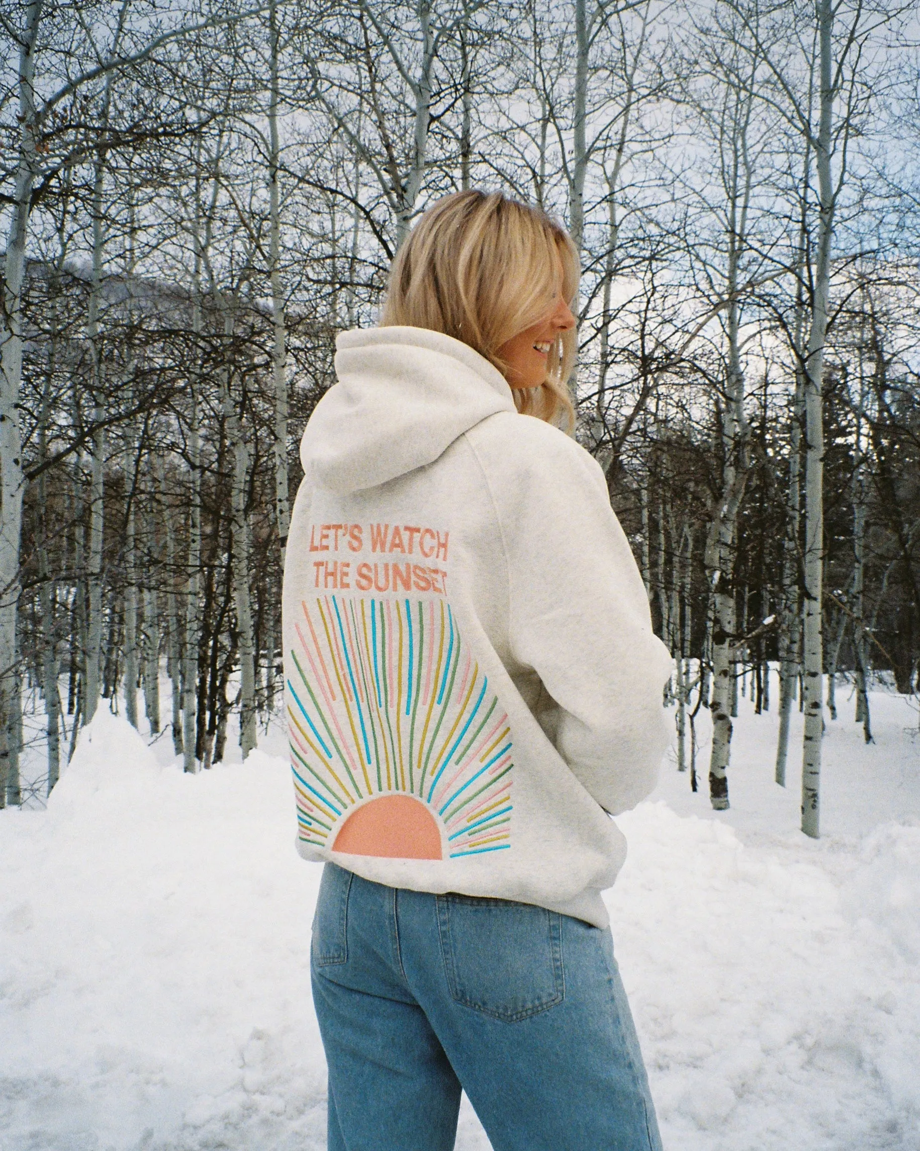 "Let's Watch the Sunset" Oversized Lux Hoodie in Heather Gray