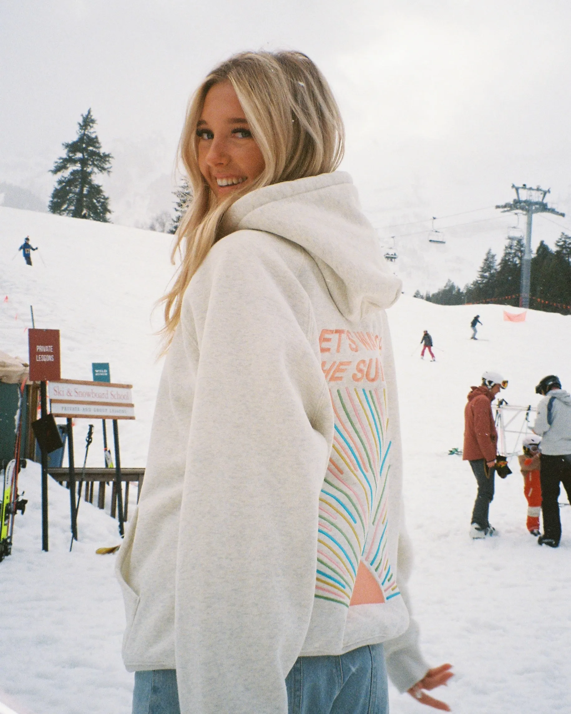 "Let's Watch the Sunset" Oversized Lux Hoodie in Heather Gray