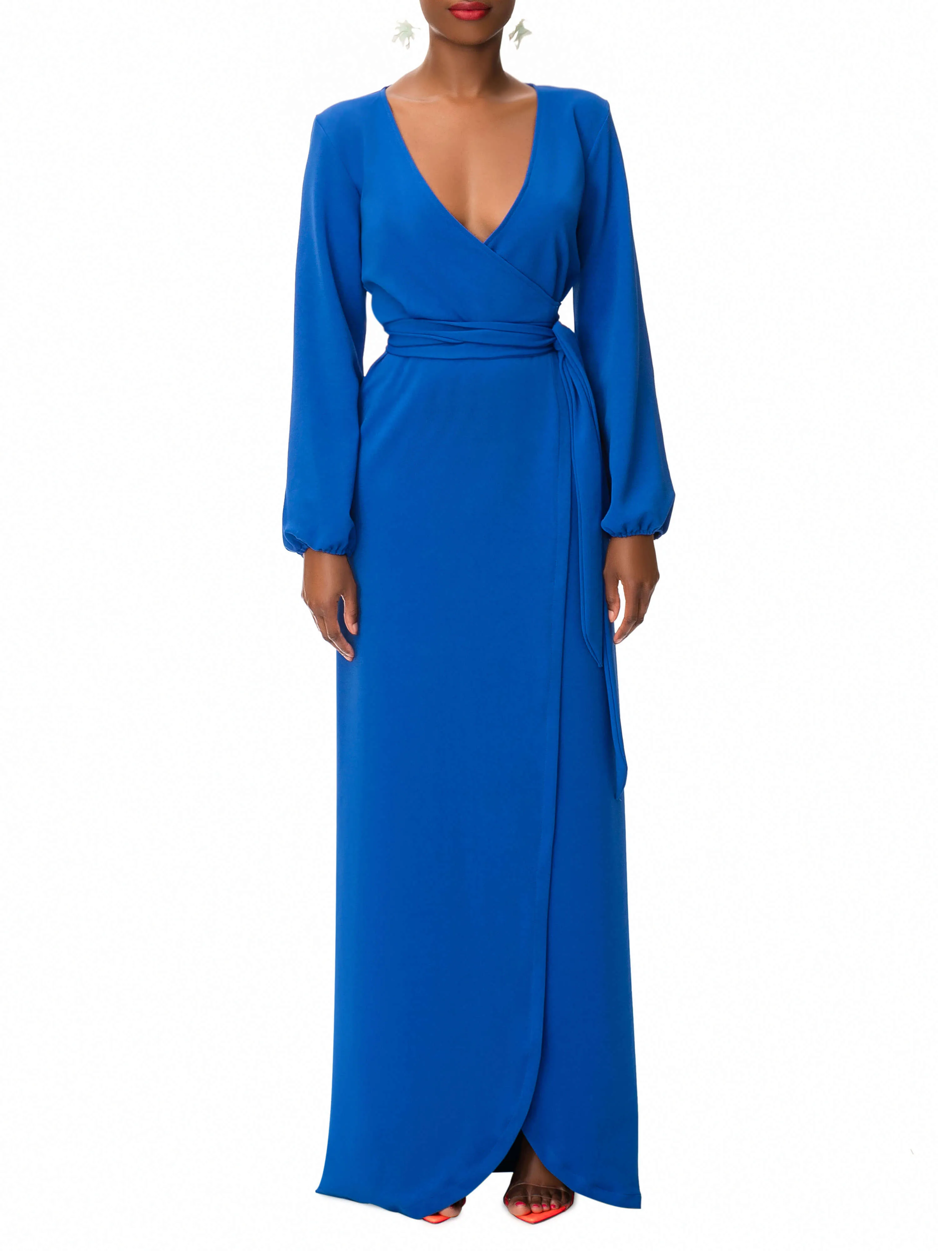 "Nicole" Cobalt Maxi Wrap Dress