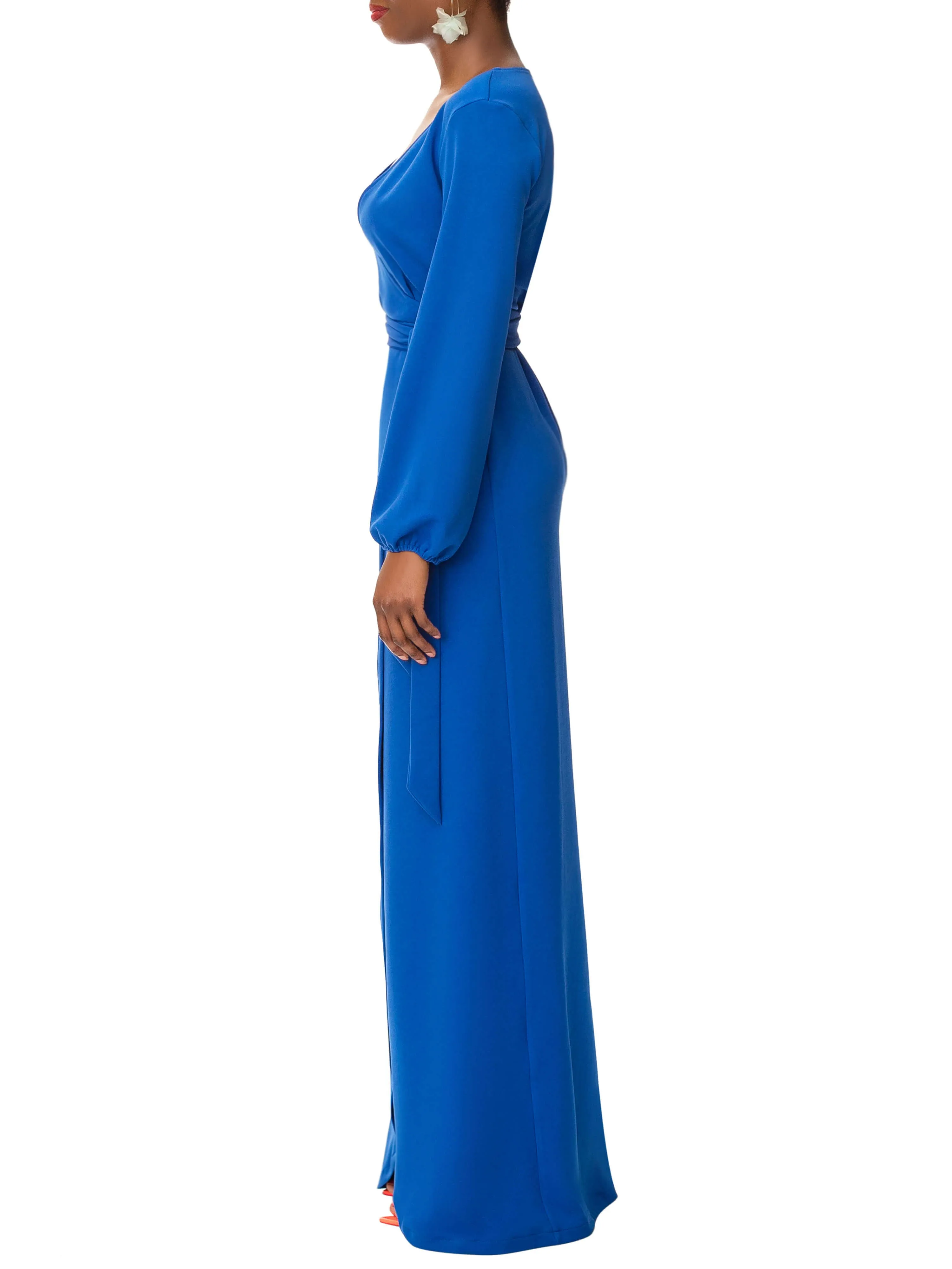 "Nicole" Cobalt Maxi Wrap Dress