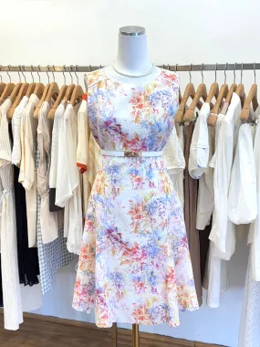 Rainbow Floral Sleeveless Party Dress