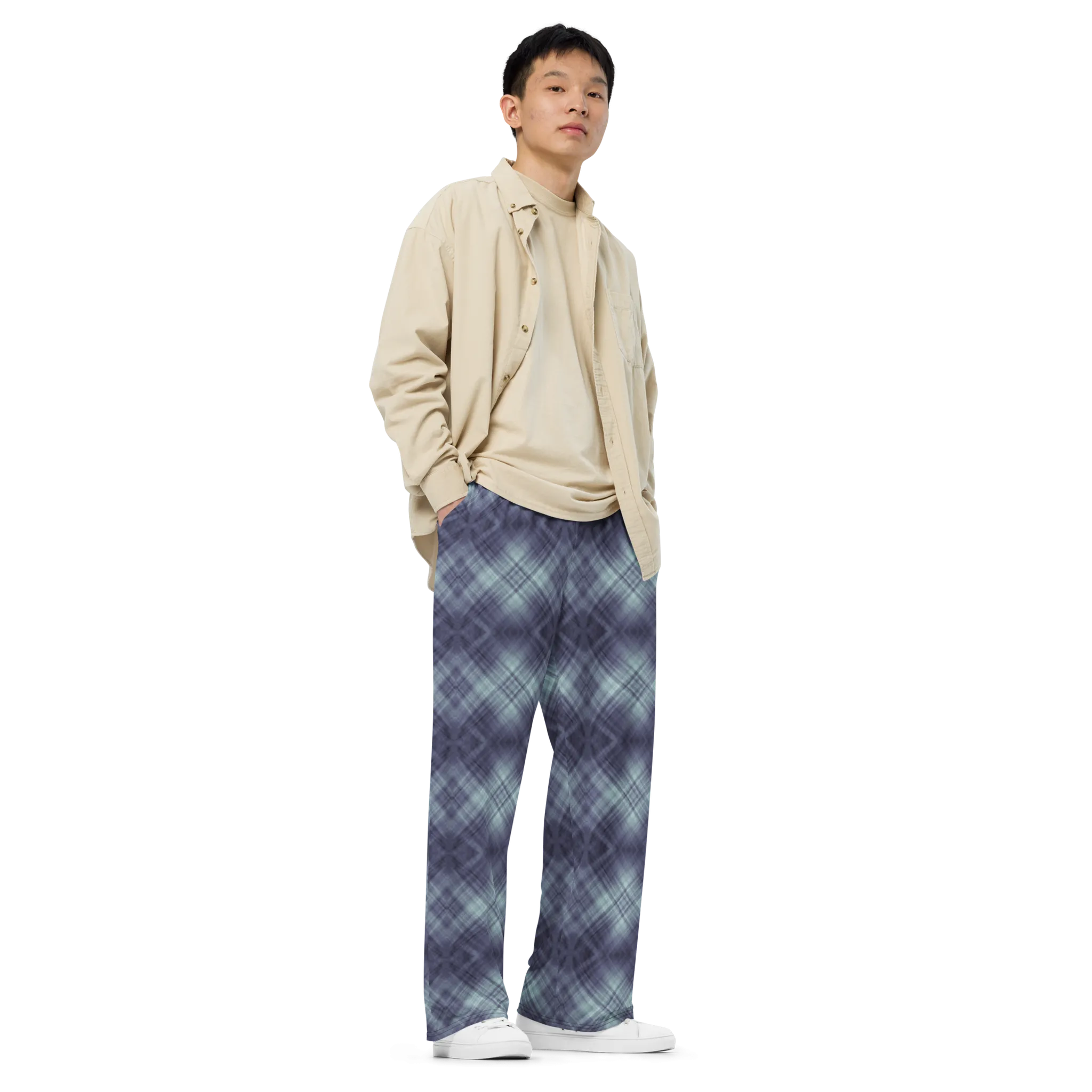 Recursia Argyle Rewired I Men's Wide Leg Pants In Blue