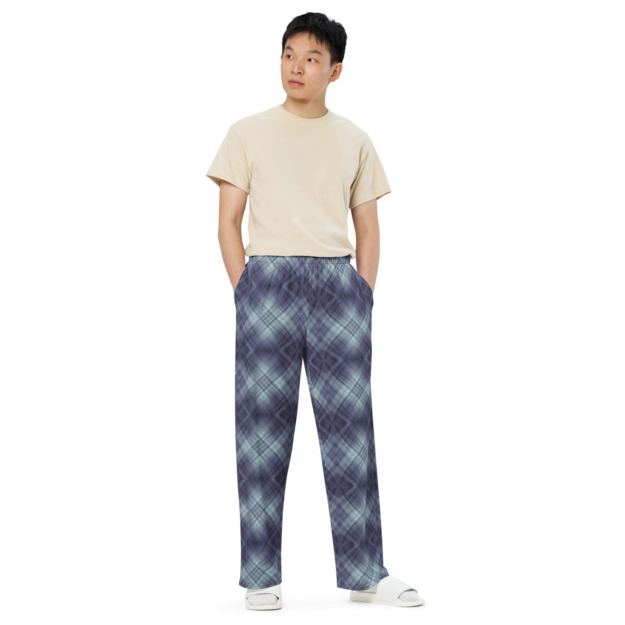 Recursia Argyle Rewired I Men's Wide Leg Pants In Blue