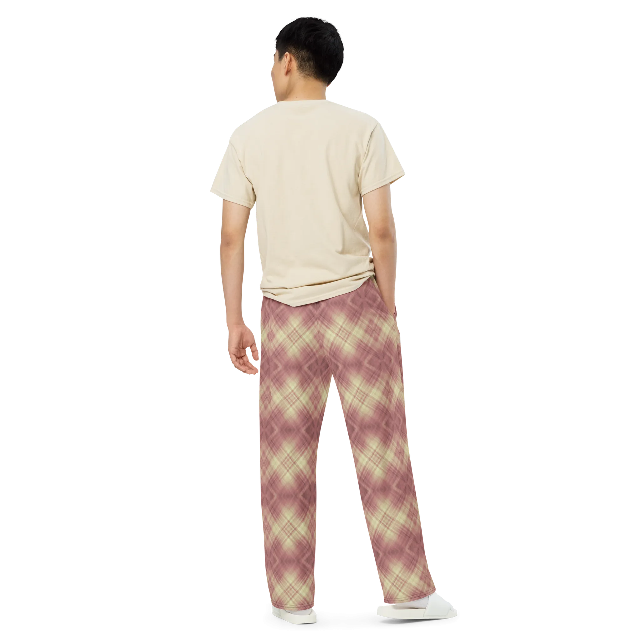 Recursia Argyle Rewired I Men's Wide Leg Pants In Pink