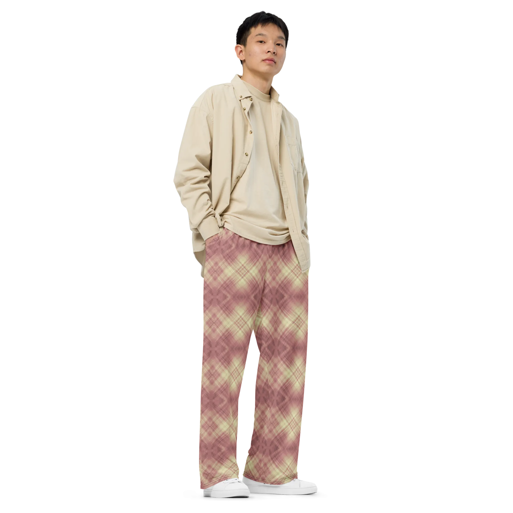 Recursia Argyle Rewired I Men's Wide Leg Pants In Pink