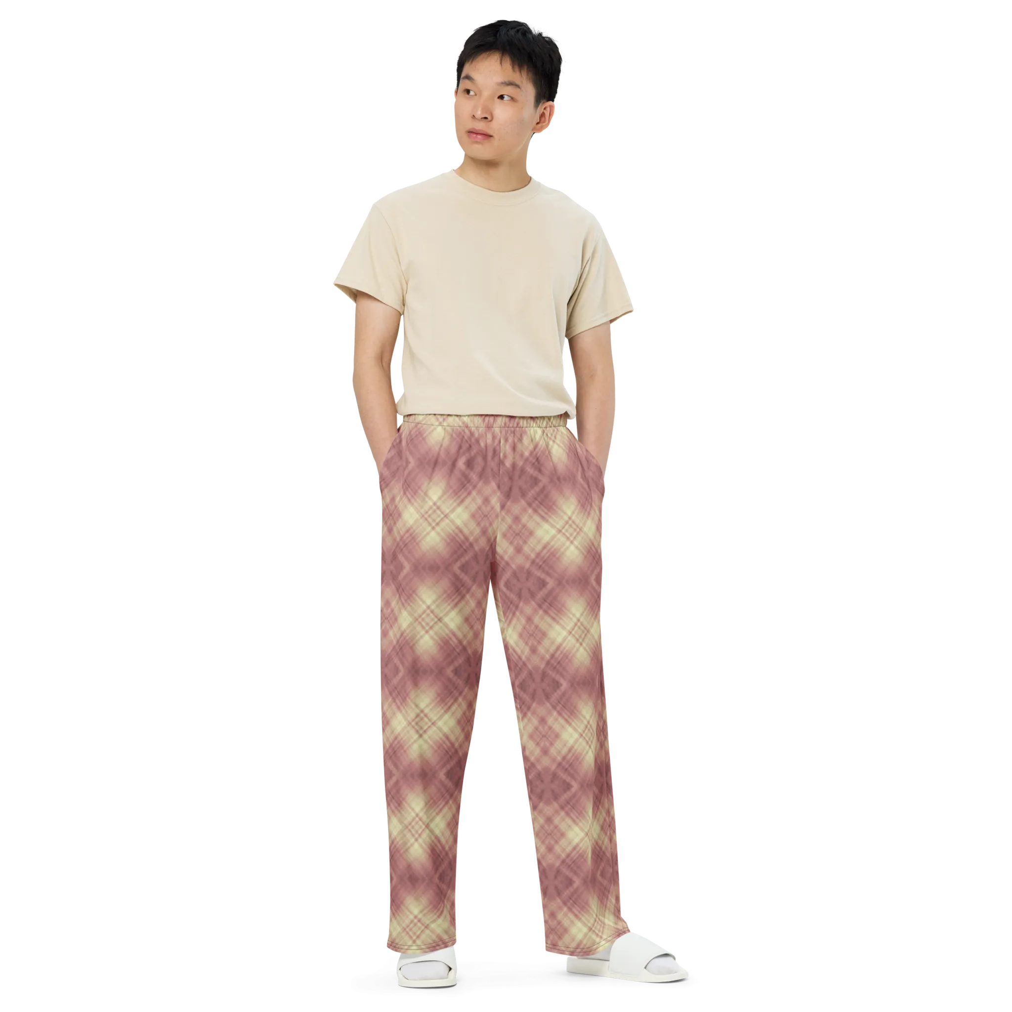 Recursia Argyle Rewired I Men's Wide Leg Pants In Pink