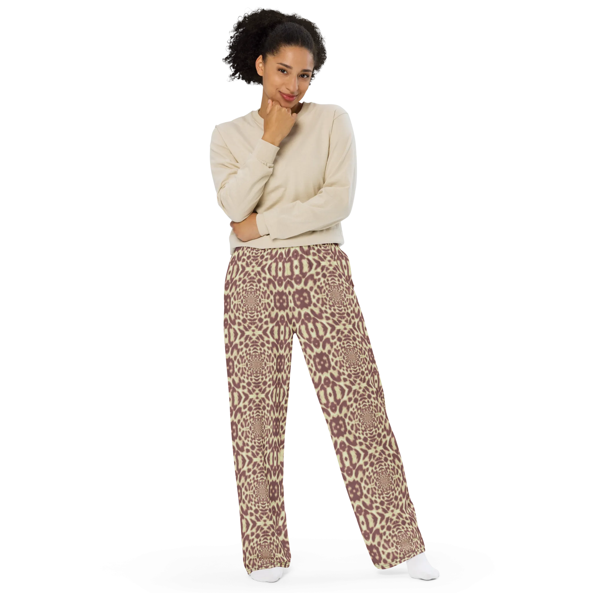 Recursia Contemplative Jaguar II Women's Wide Leg Pants In Pink