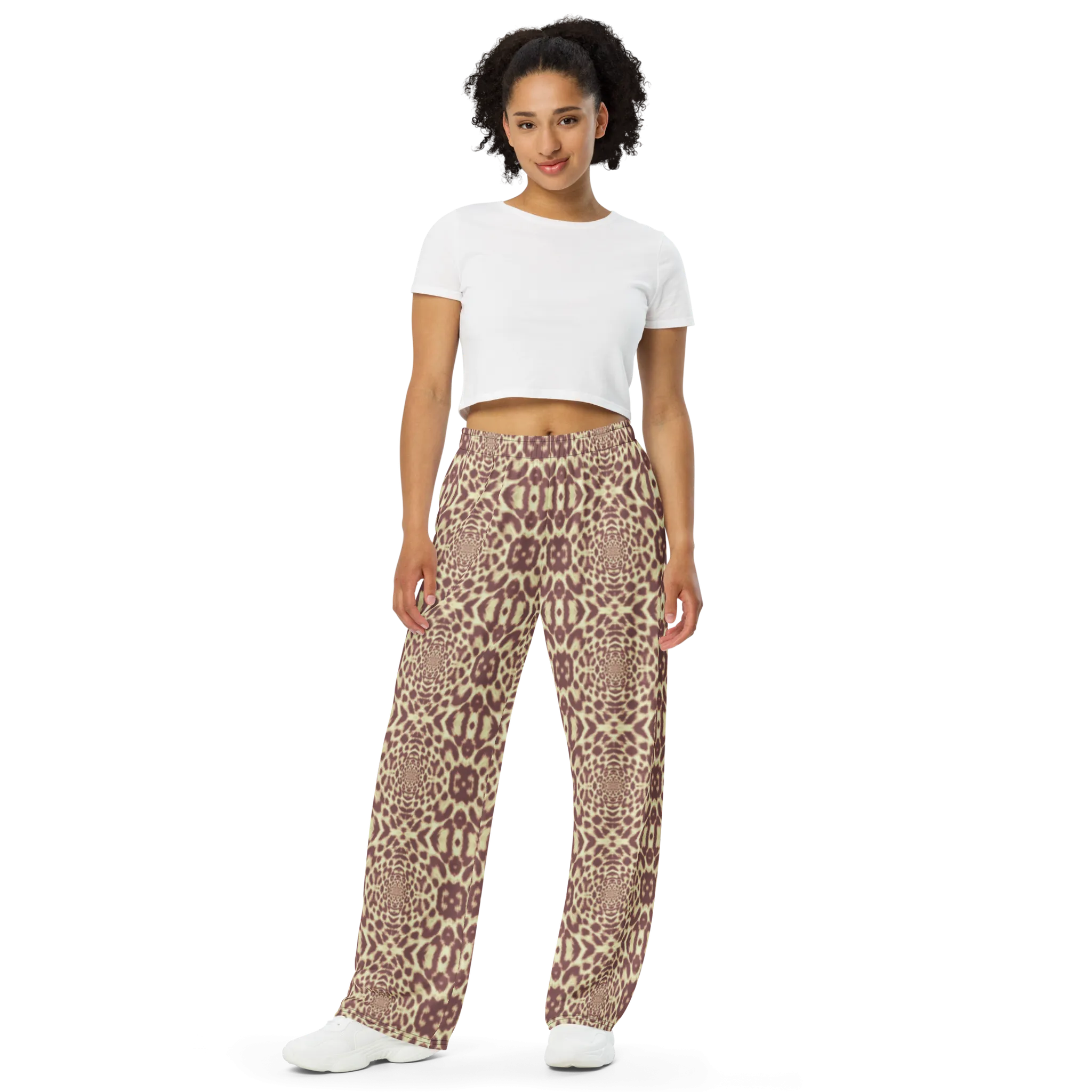 Recursia Contemplative Jaguar II Women's Wide Leg Pants In Pink