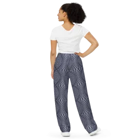 Recursia Illusions Game Women's Wide Leg Pants In Blue