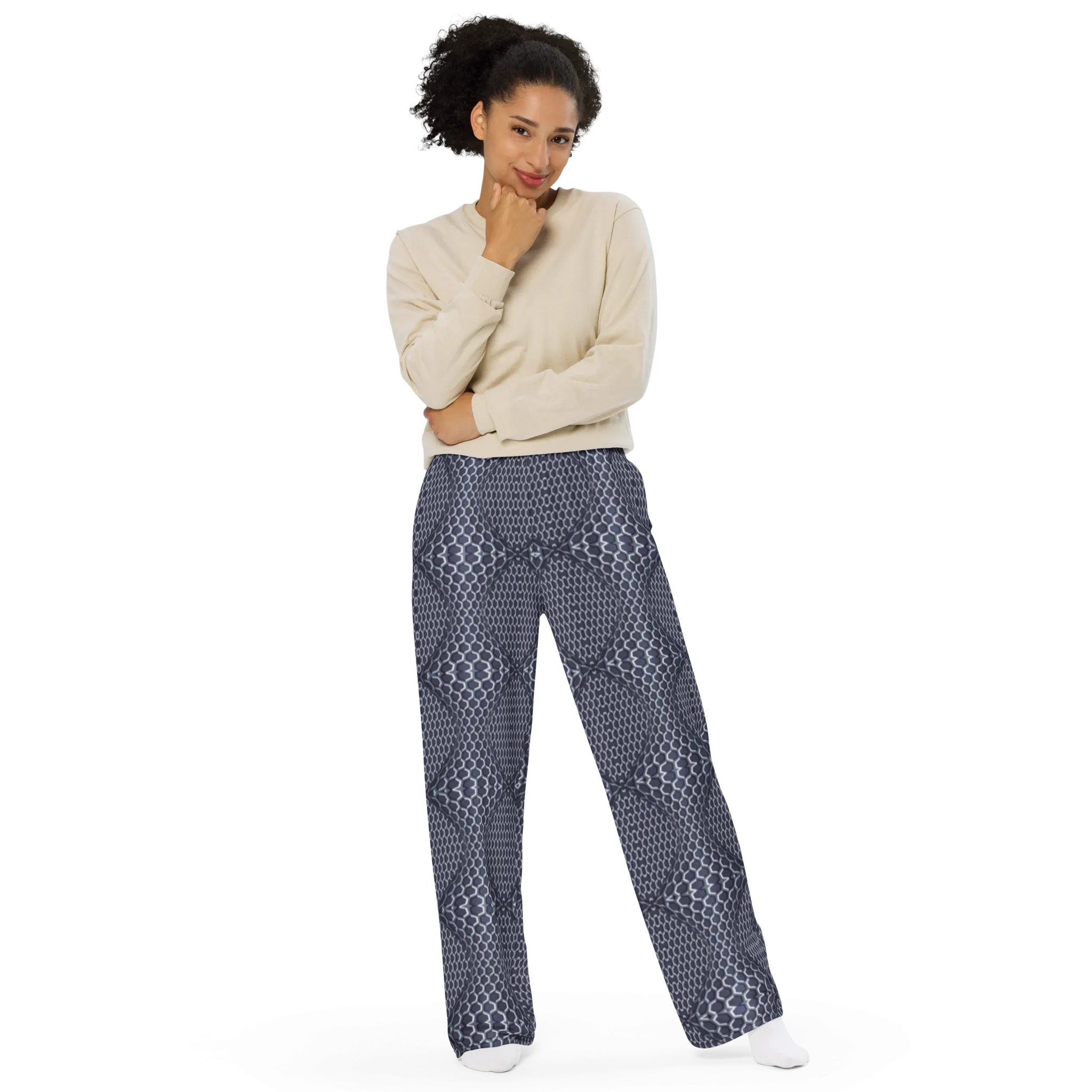 Recursia Illusions Game Women's Wide Leg Pants In Blue