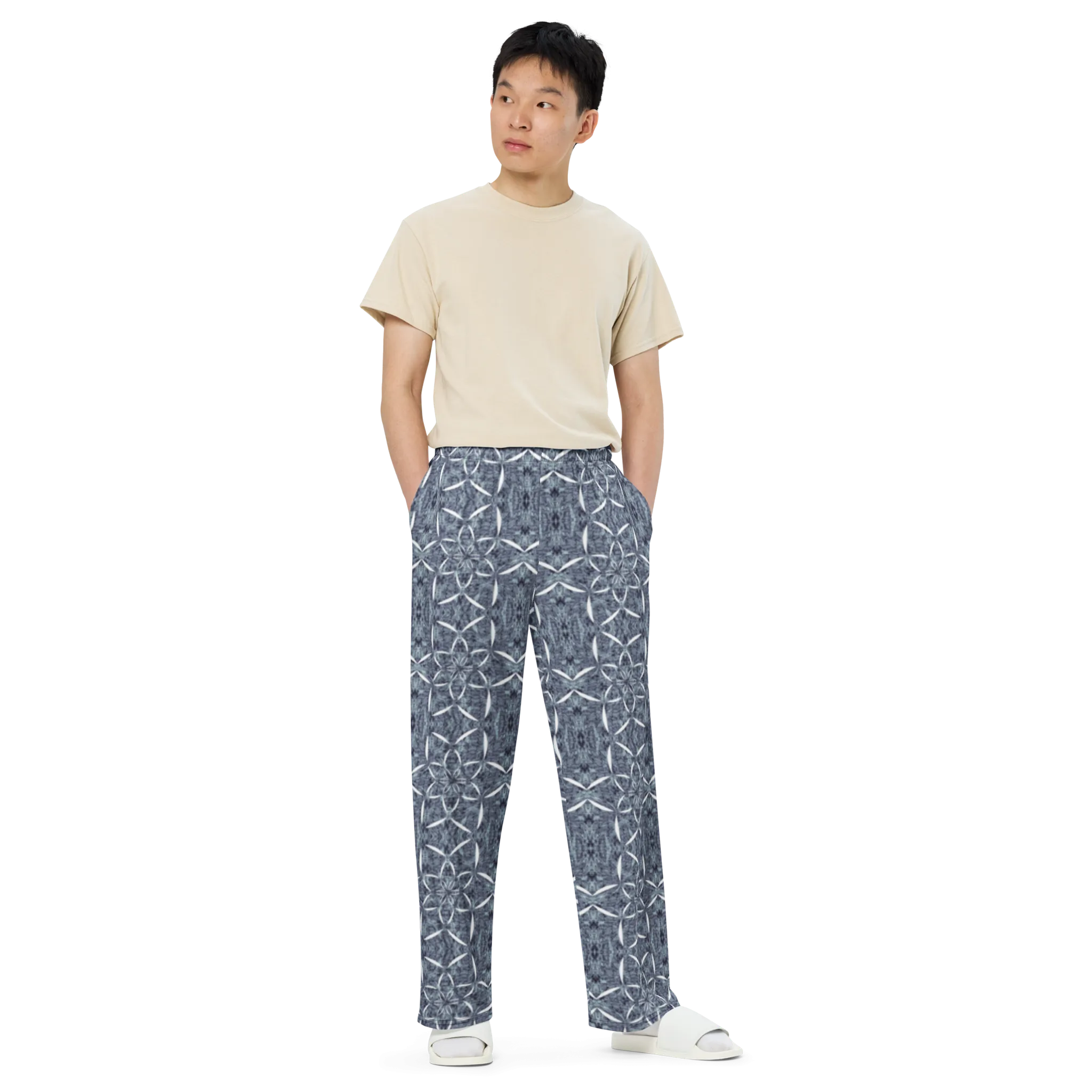 Recursia Lotus Light Men's Wide Leg Pants In Blue