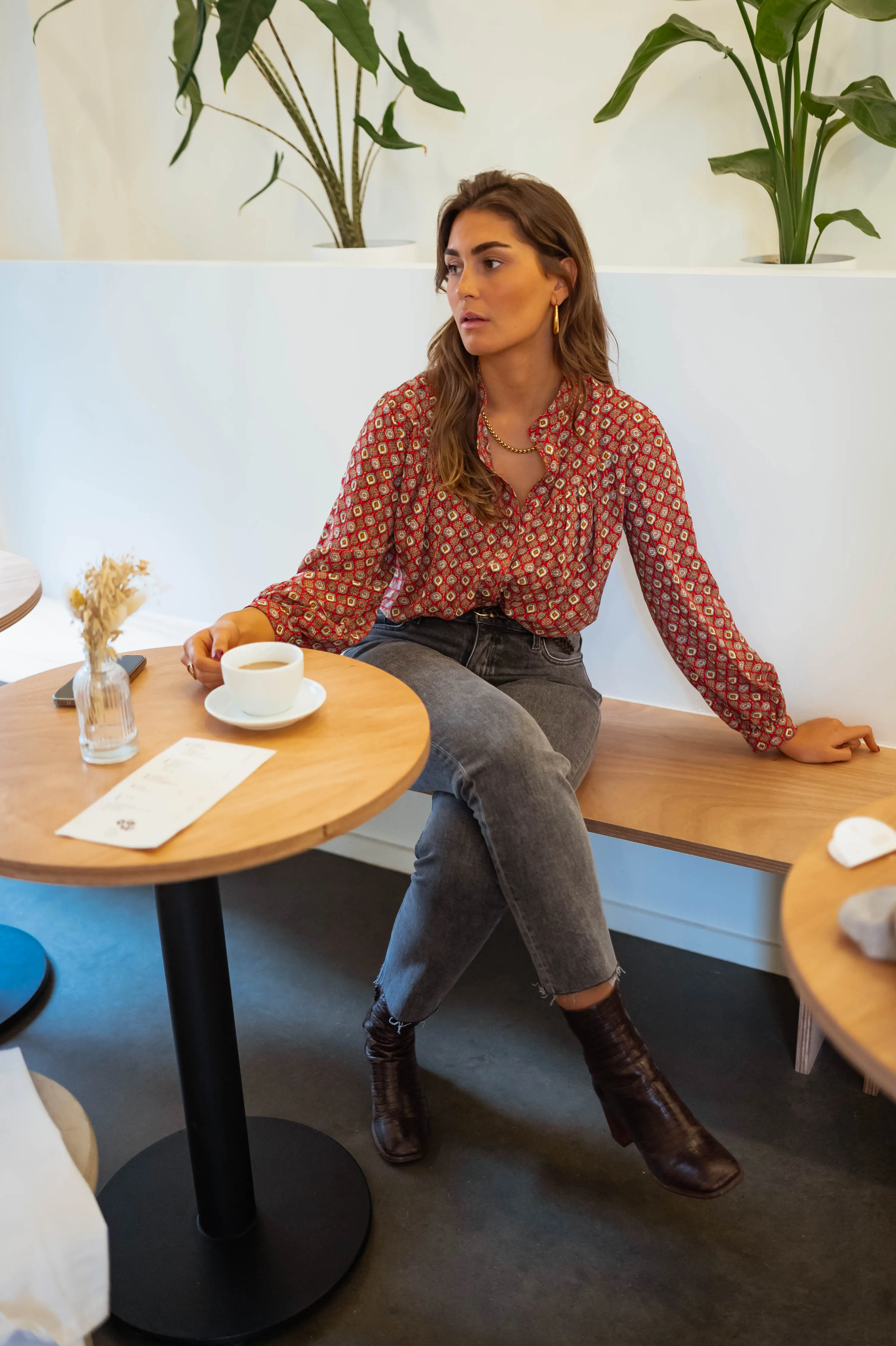 Red Patterned Morena Blouse