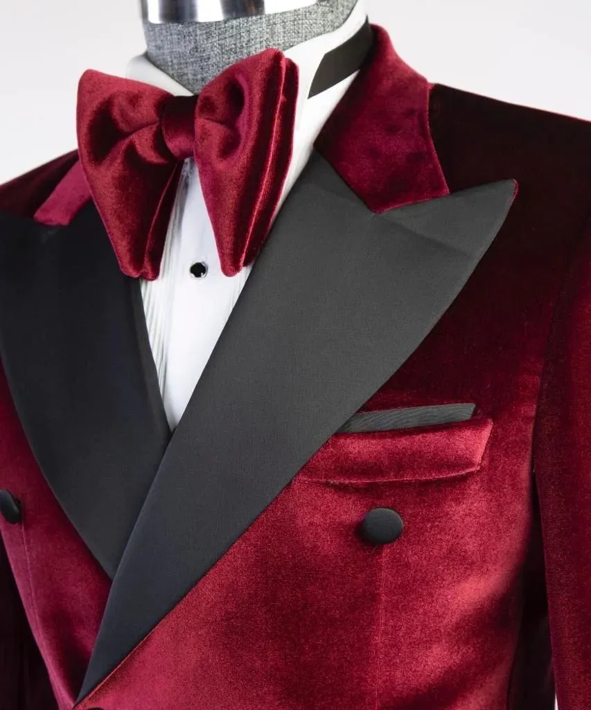 Red Velvet Double Breasted Tuxedo