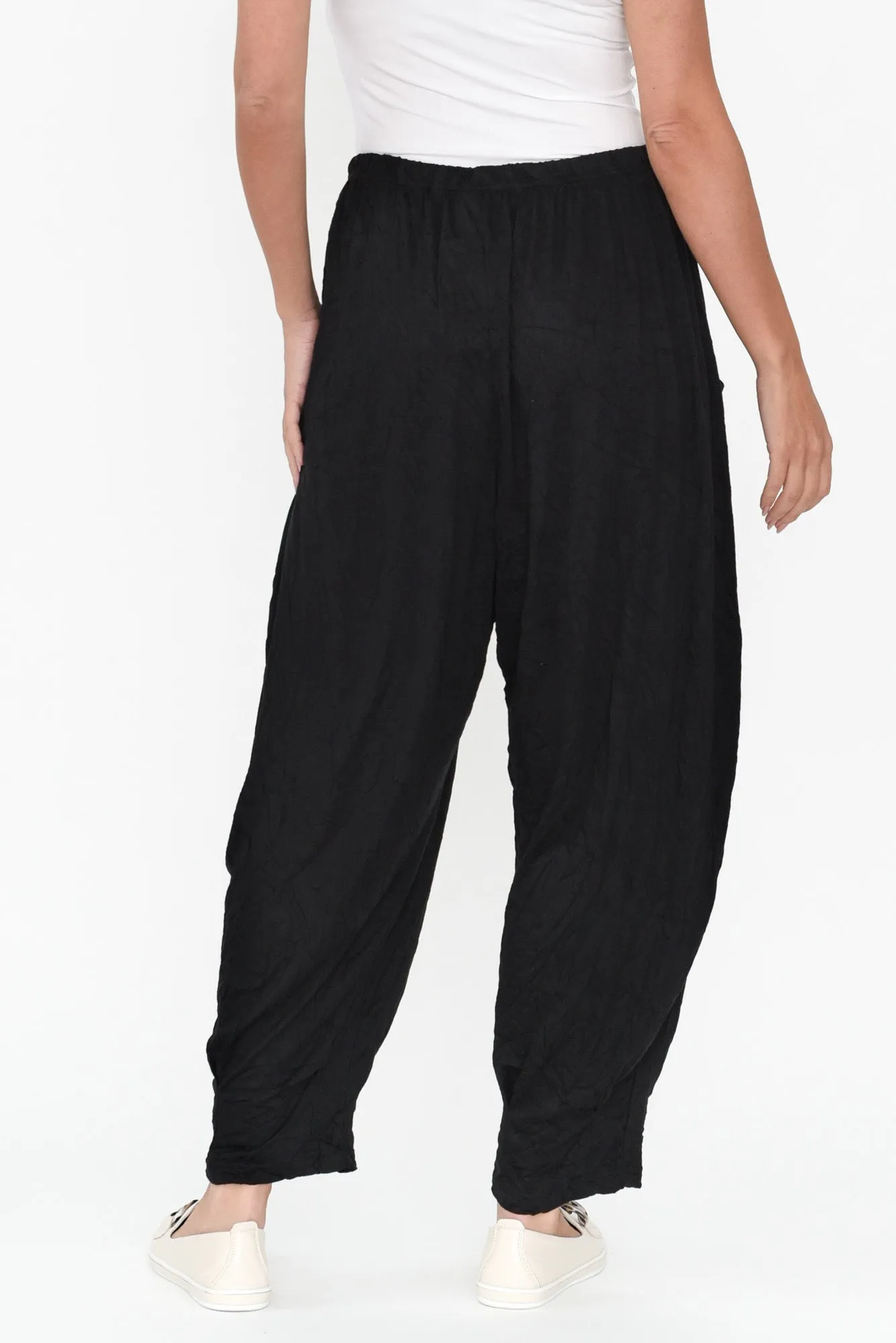 Rylee Black Crinkle Cotton Pants